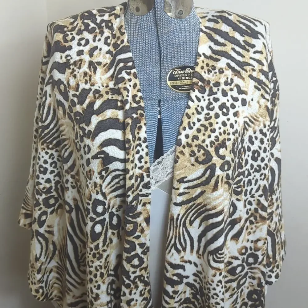 Animal Print Boho Poncho Shrug Longlines One Size